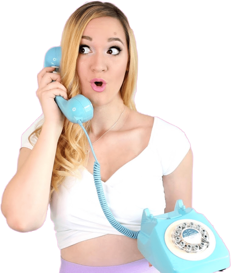 Surprised Blonde Woman Phone Call PNG
