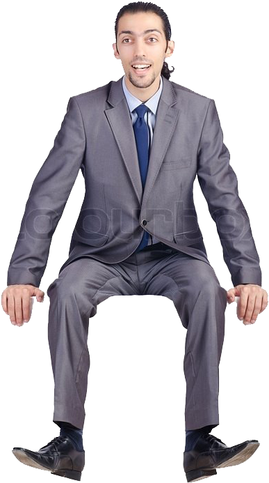 Surprised Businessman Sitting Invisible Chair PNG