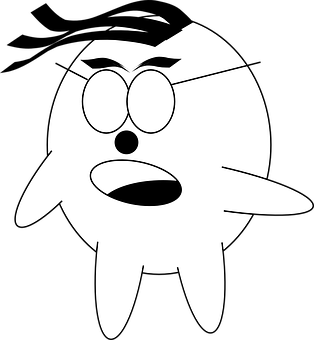 Surprised Cartoon Character Blackand White PNG