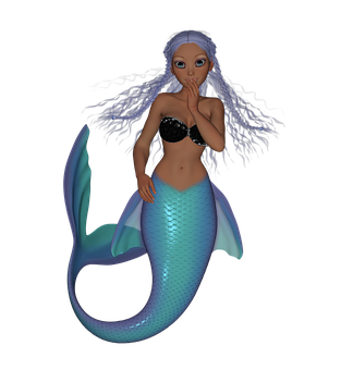 Surprised Mermaid Character PNG