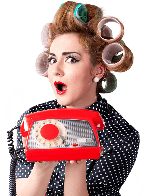 Surprised Retro Womanwith Telephone PNG