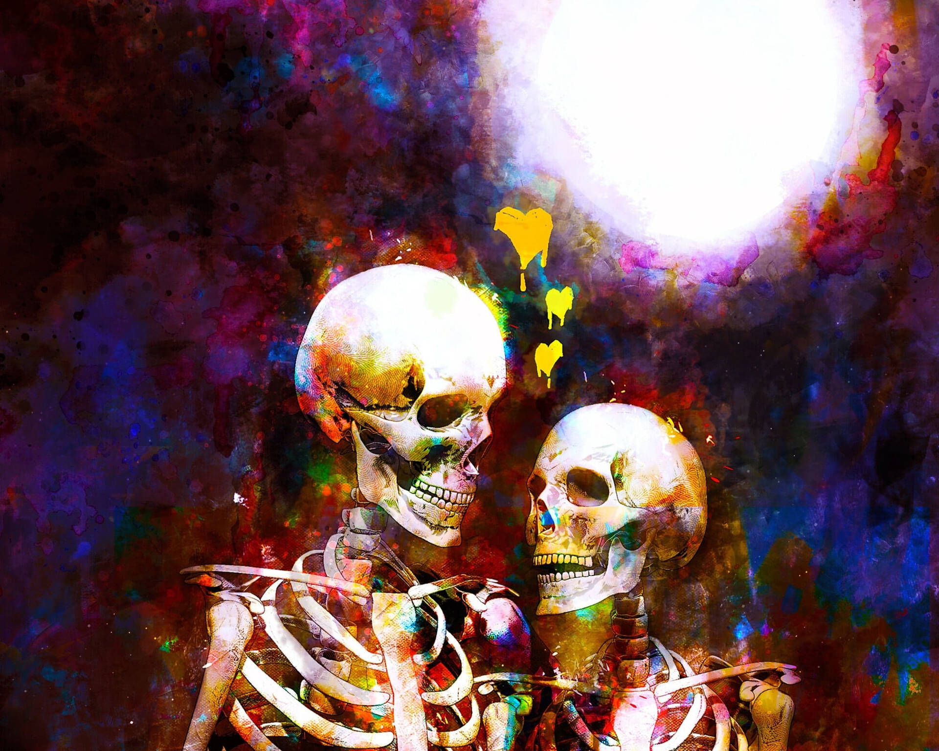 Amorde Esqueletos En El Arte Surrealista Fondo de pantalla