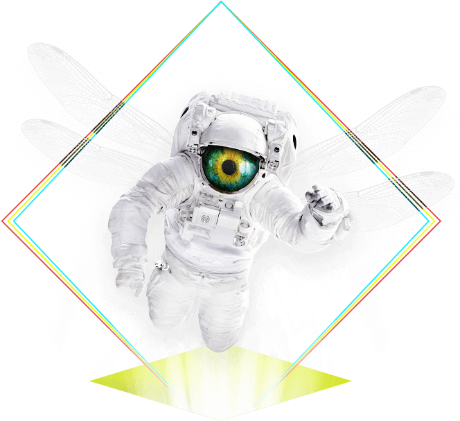 Surreal Astronaut Dragonfly Eye PNG