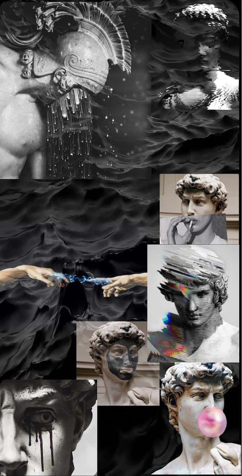 Surreal Classical Statues Collage Wallpaper