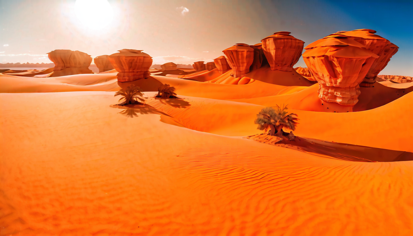 Surreal Desert With Floating Islands Wallpaper