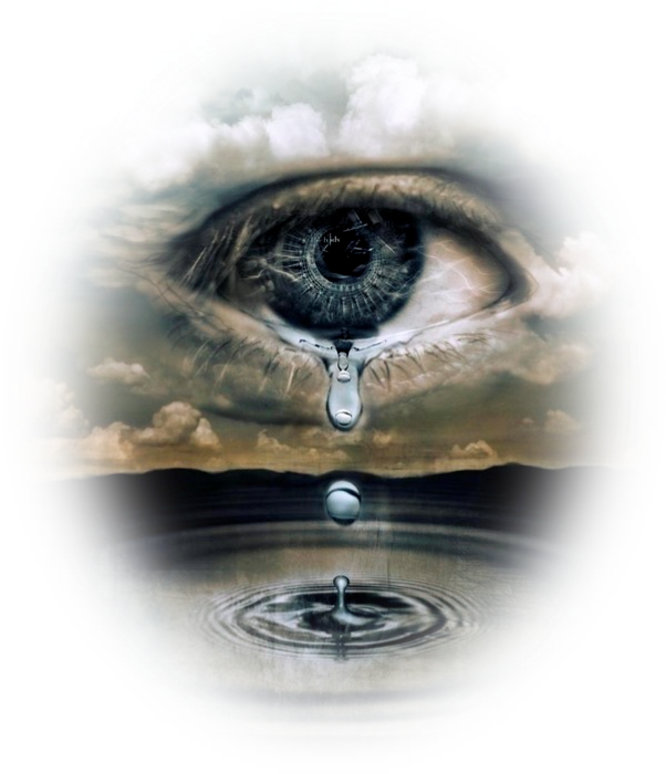 Surreal Eye Tears Reflecting Reality PNG