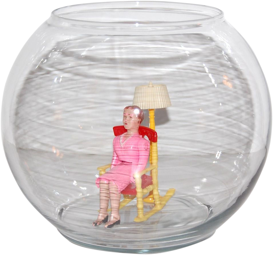 Surreal Fishbowlwith Figureand Lamp PNG