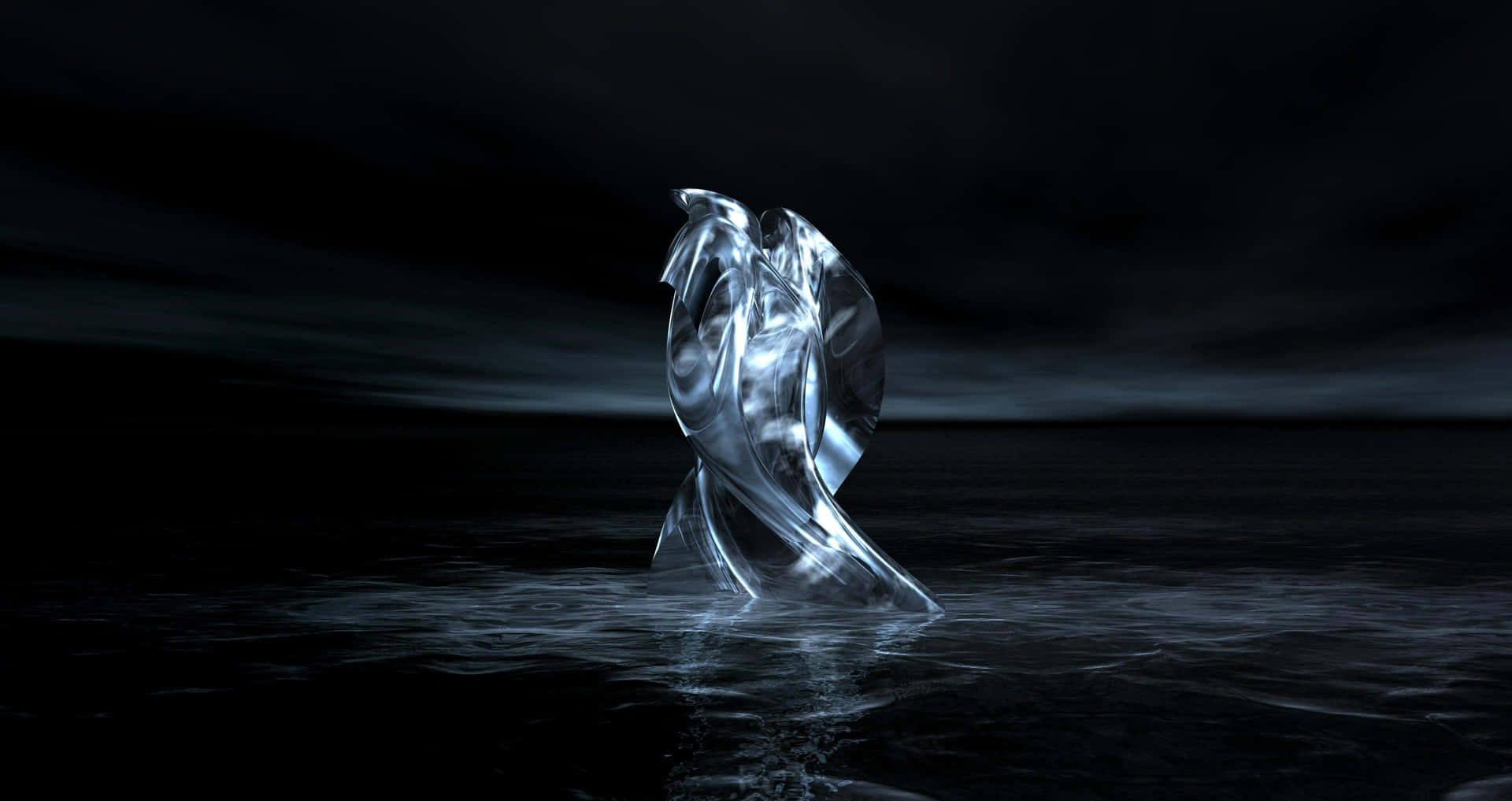 Surreal Glass Dolphin At Night Wallpaper