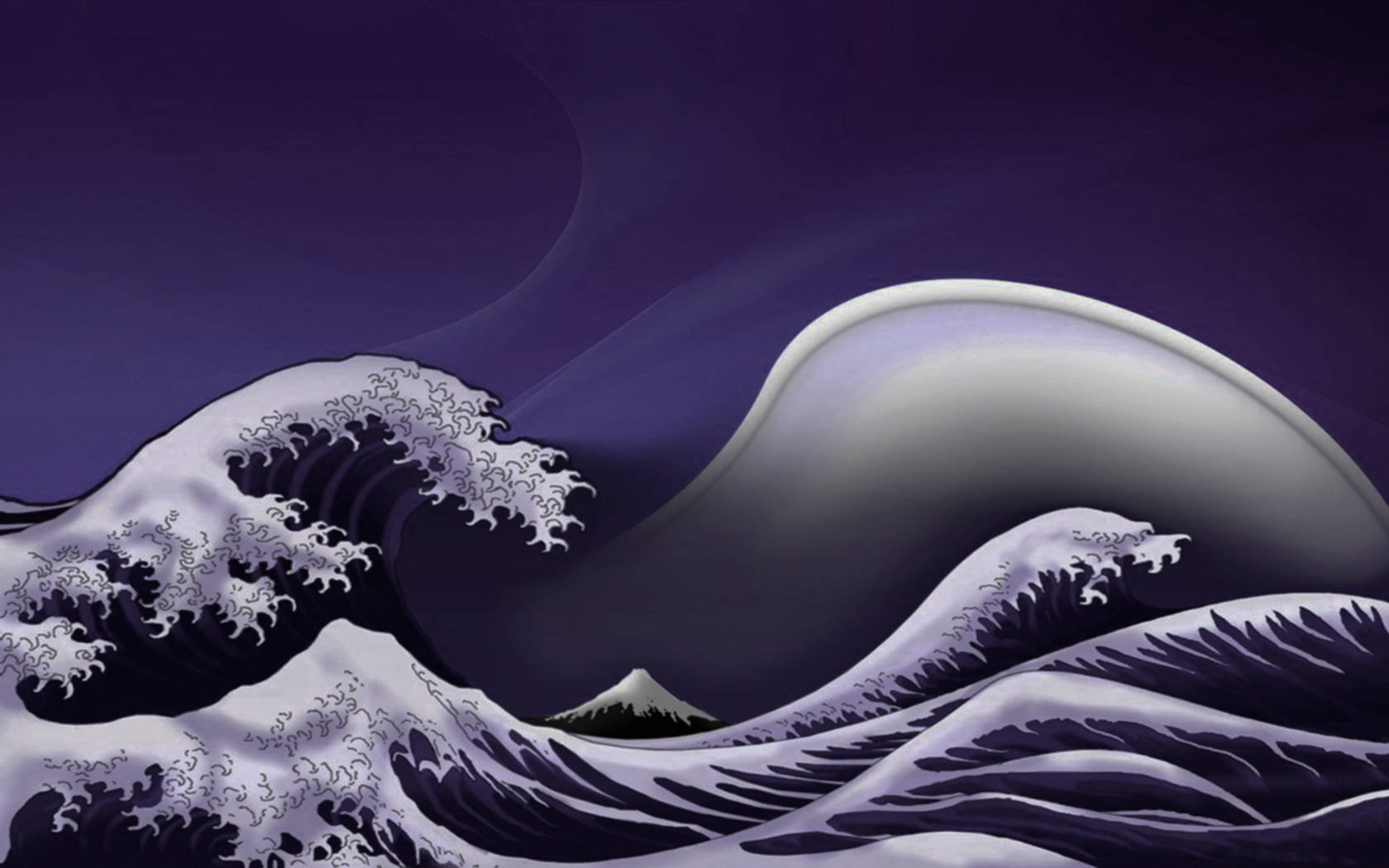 Surrealistiske Japanske Bølger Wallpaper