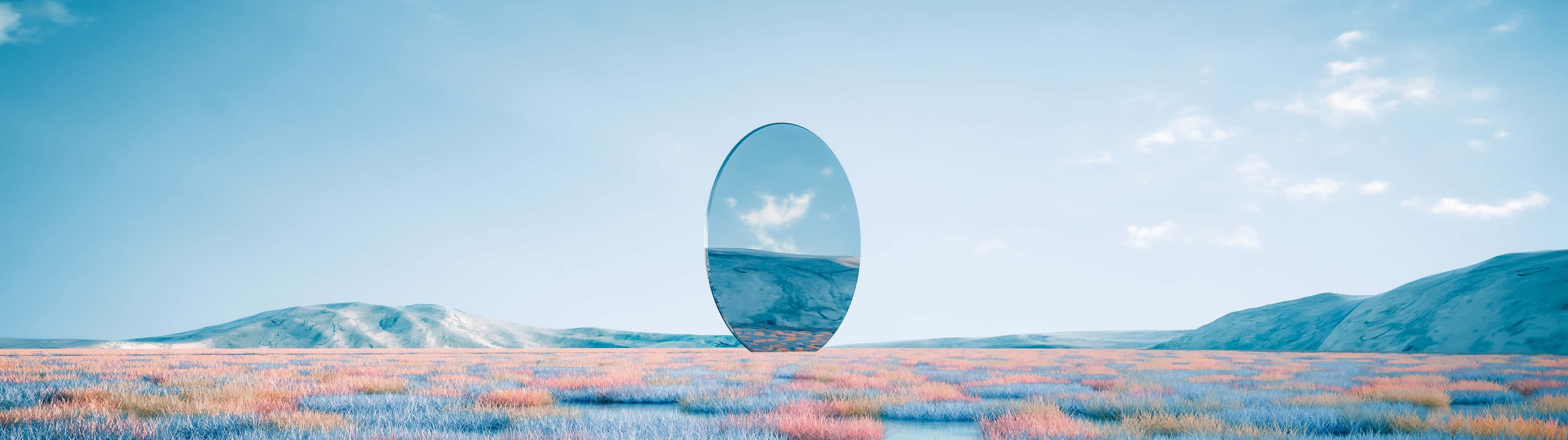 Surreal_ Mirror_in_ Landscape Wallpaper