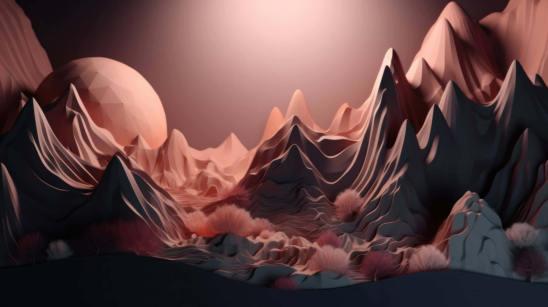Surreal Mountain Landscapeat Dusk Wallpaper