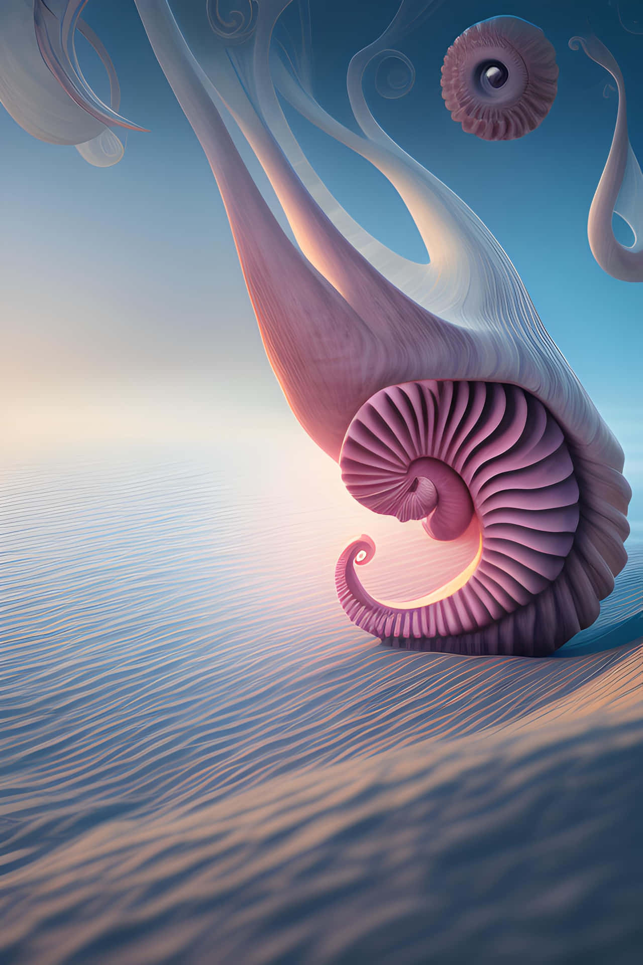Surreal Nautilus Sea Dreamscape Wallpaper