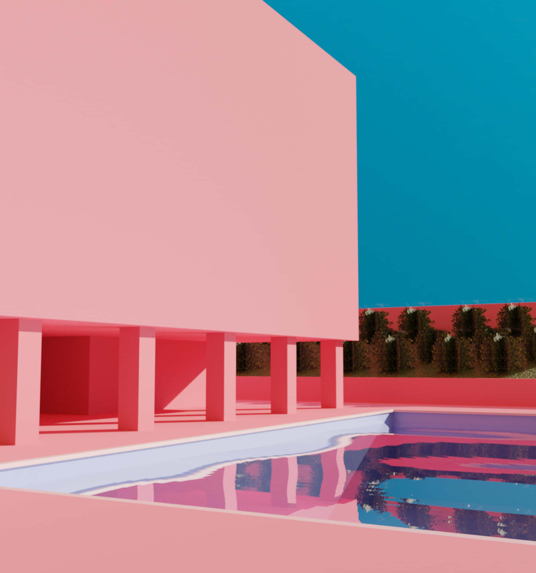 Surreal Pink Architecture Liminal Space Wallpaper