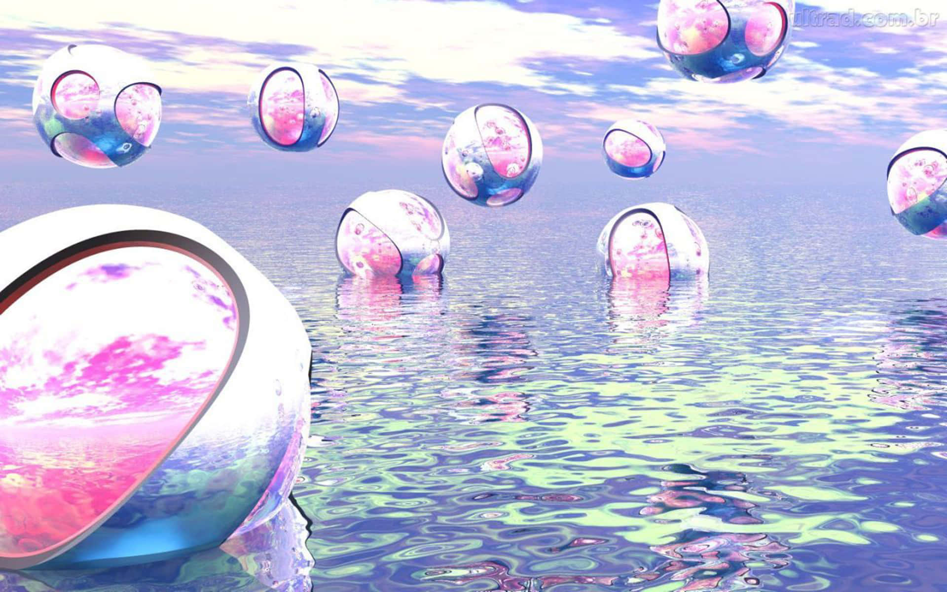 Surreal Pink Bubbles Over Water Wallpaper