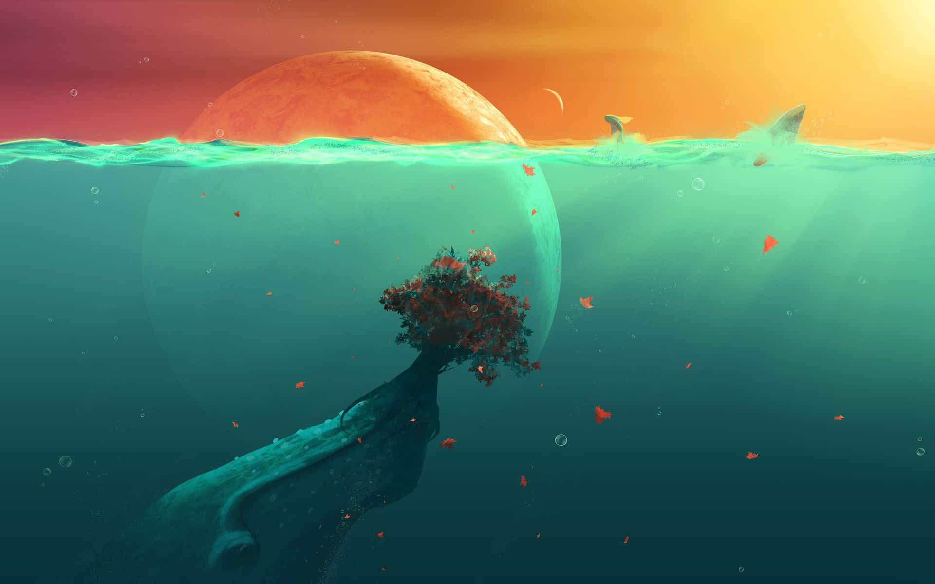 Surreal Whale Underwater World Wallpaper
