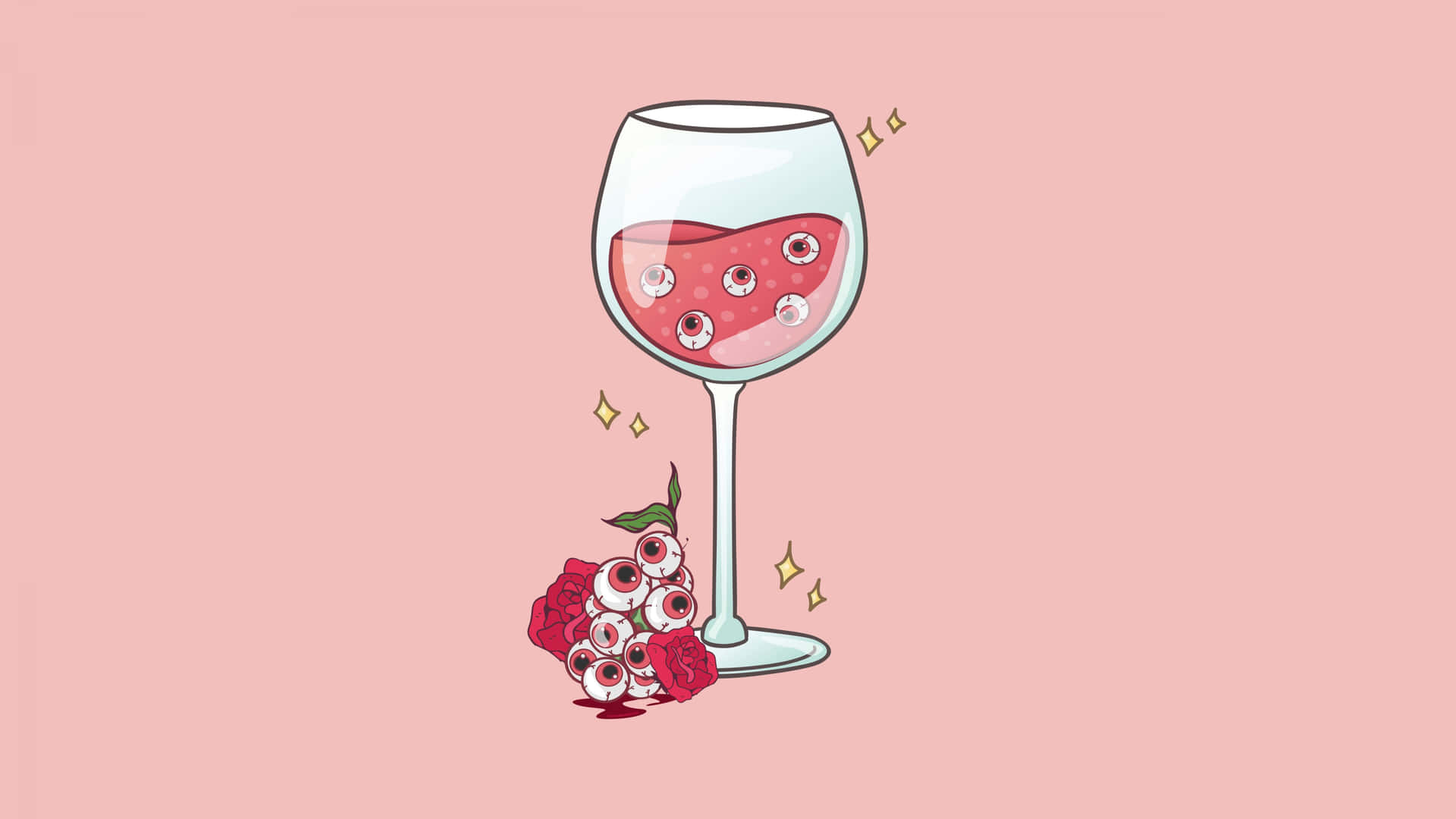 Surreal Wine Glass With Eyes Wallpaper