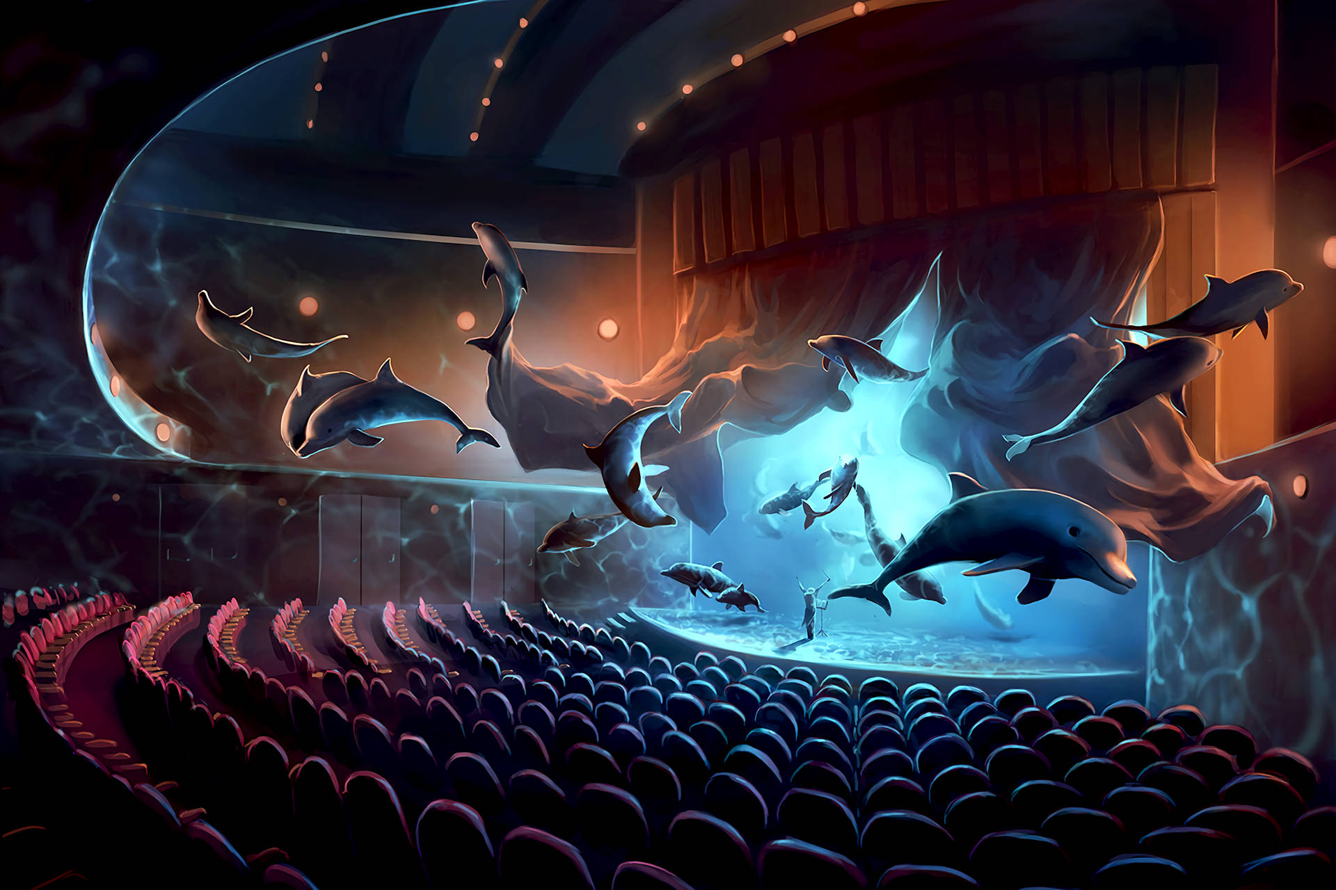 Surrealism Dolphin Art Wallpaper