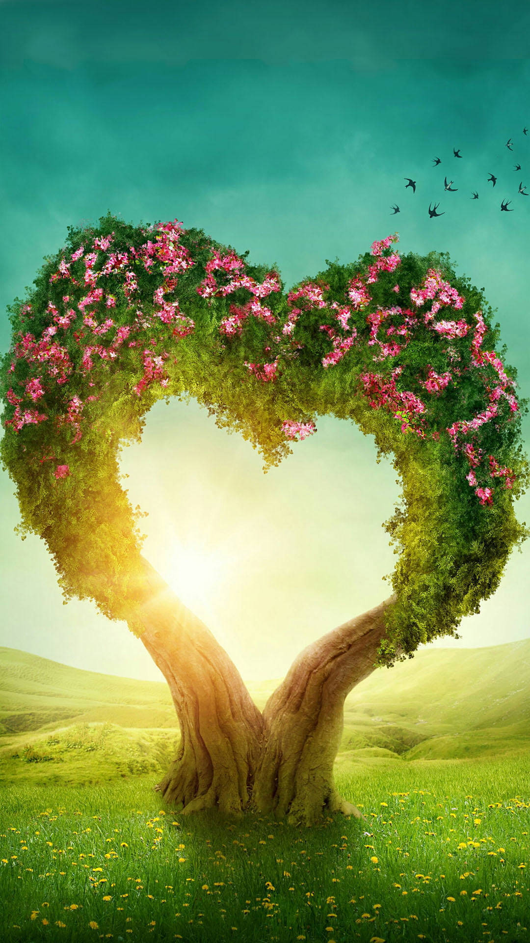 Surrealistisk Kærlighed Natur Hjerte Wallpaper
