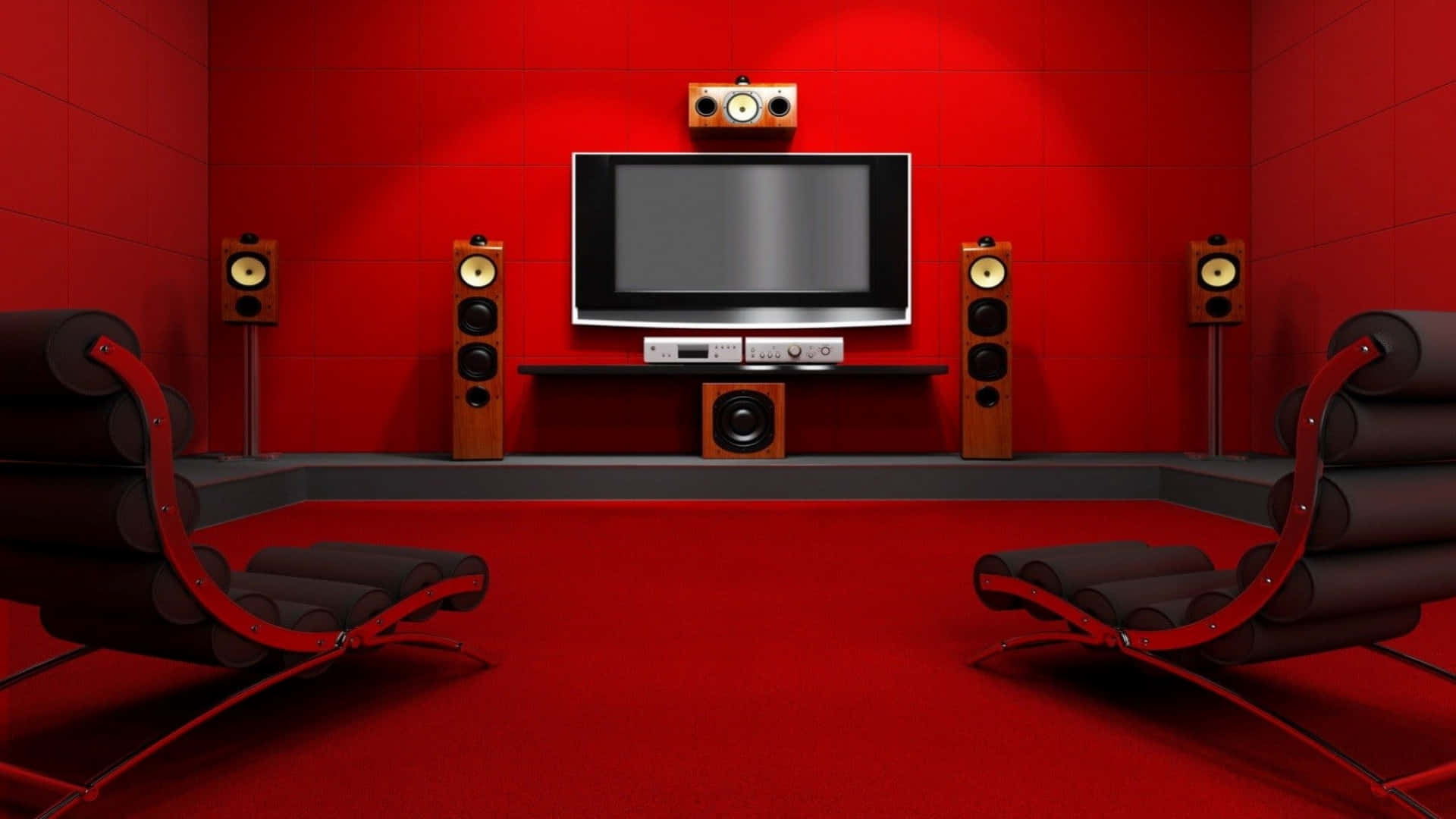 Enjoy a home theater experience with surround sound speakers Wallpaper
