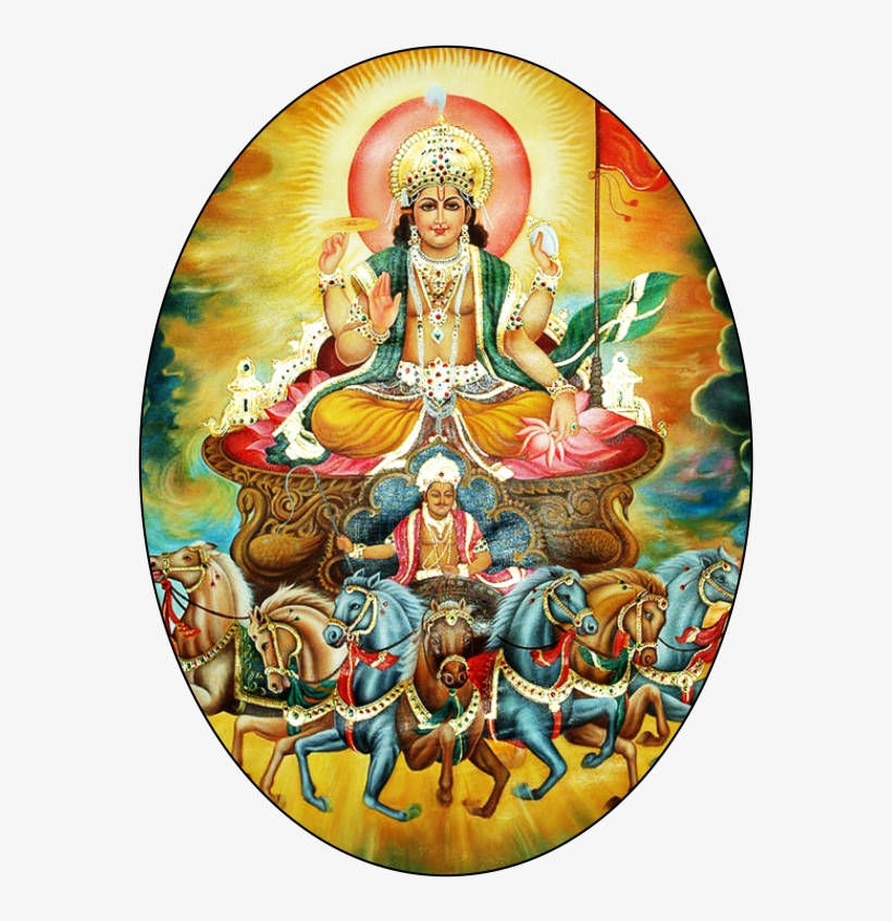 Surya Bhagwan In An Oval Shape Wallpaper