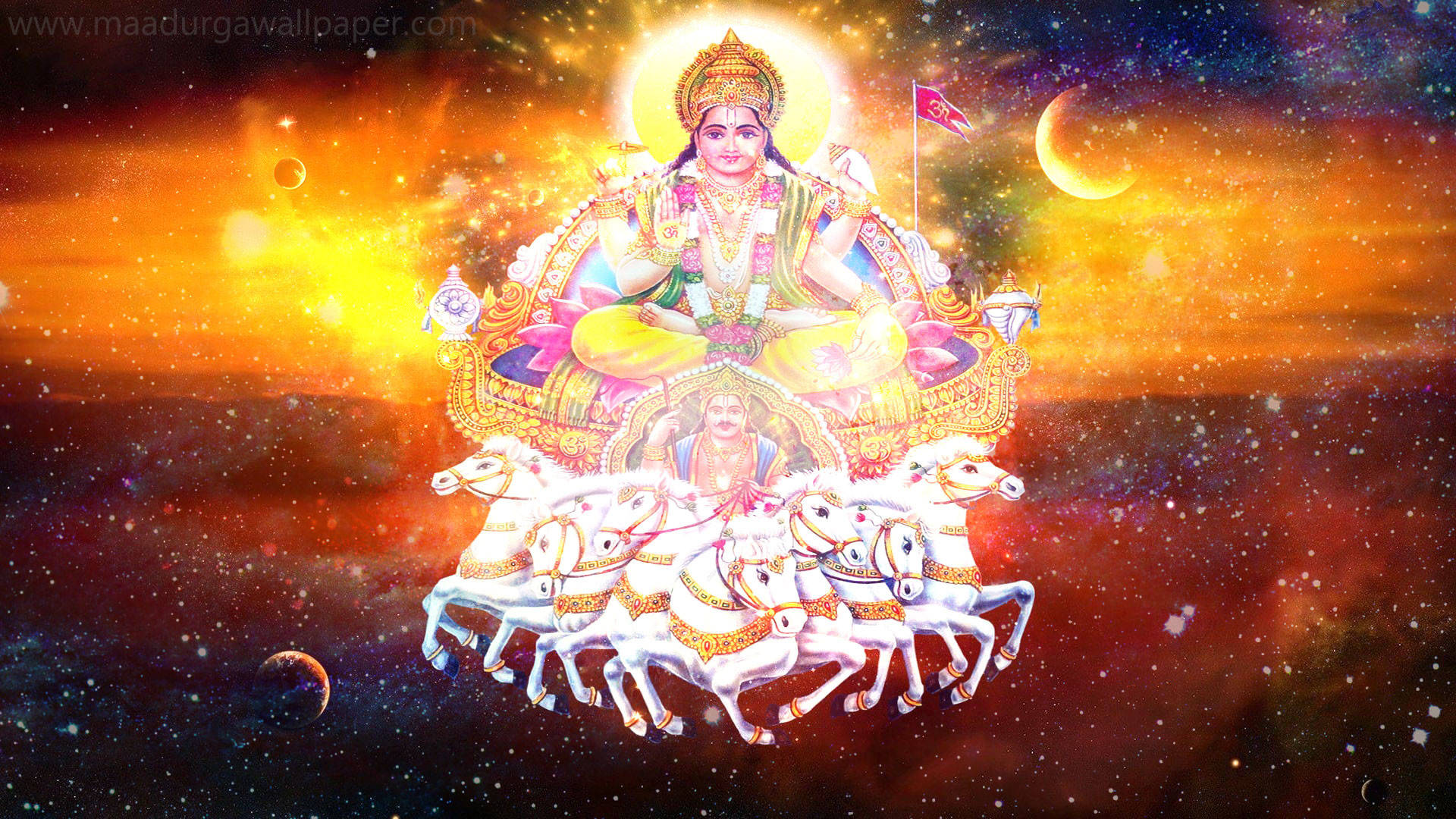 Surya Bhagwan In Colorful Galaxy Wallpaper