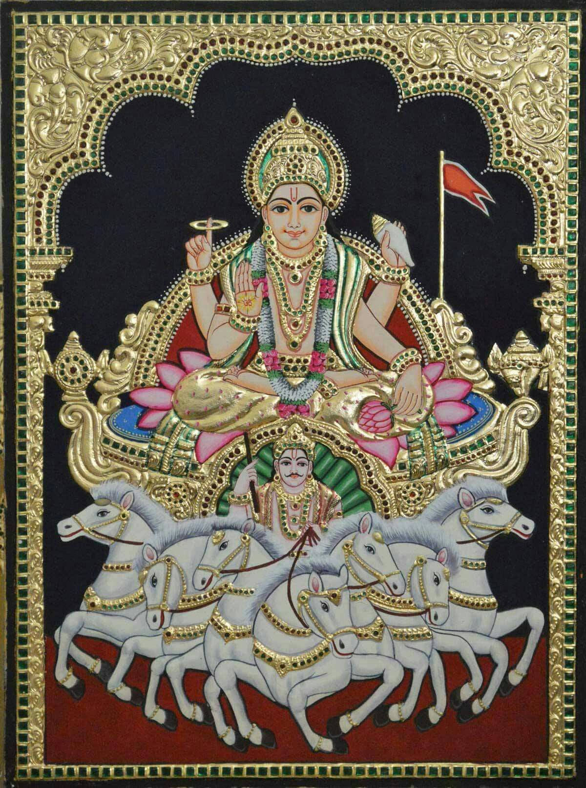 Surya Bhagwan With Intricate Frame