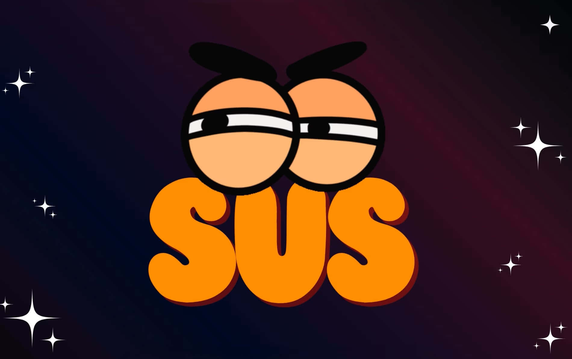 Sus Orange Text Cartoon Eyes Stars Background Wallpaper