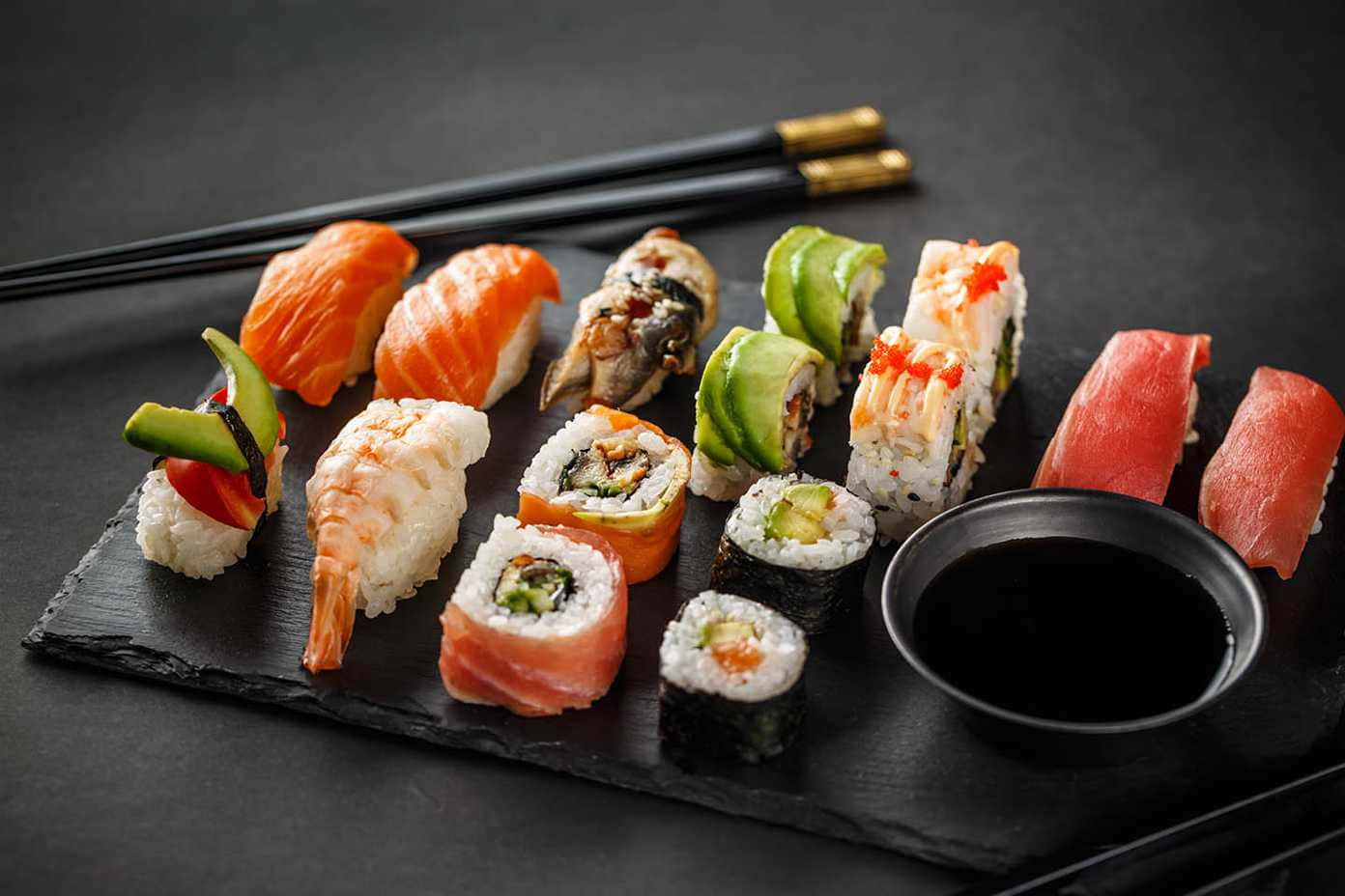 Assorted, fresh sushi platter
