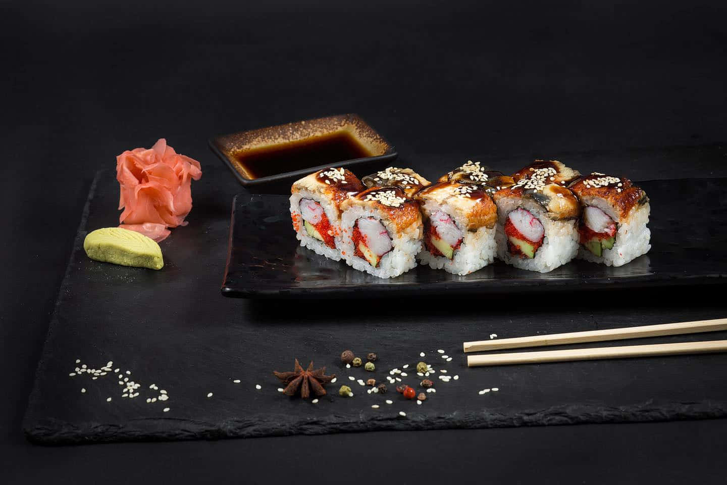 An appetizing array of sushi delights