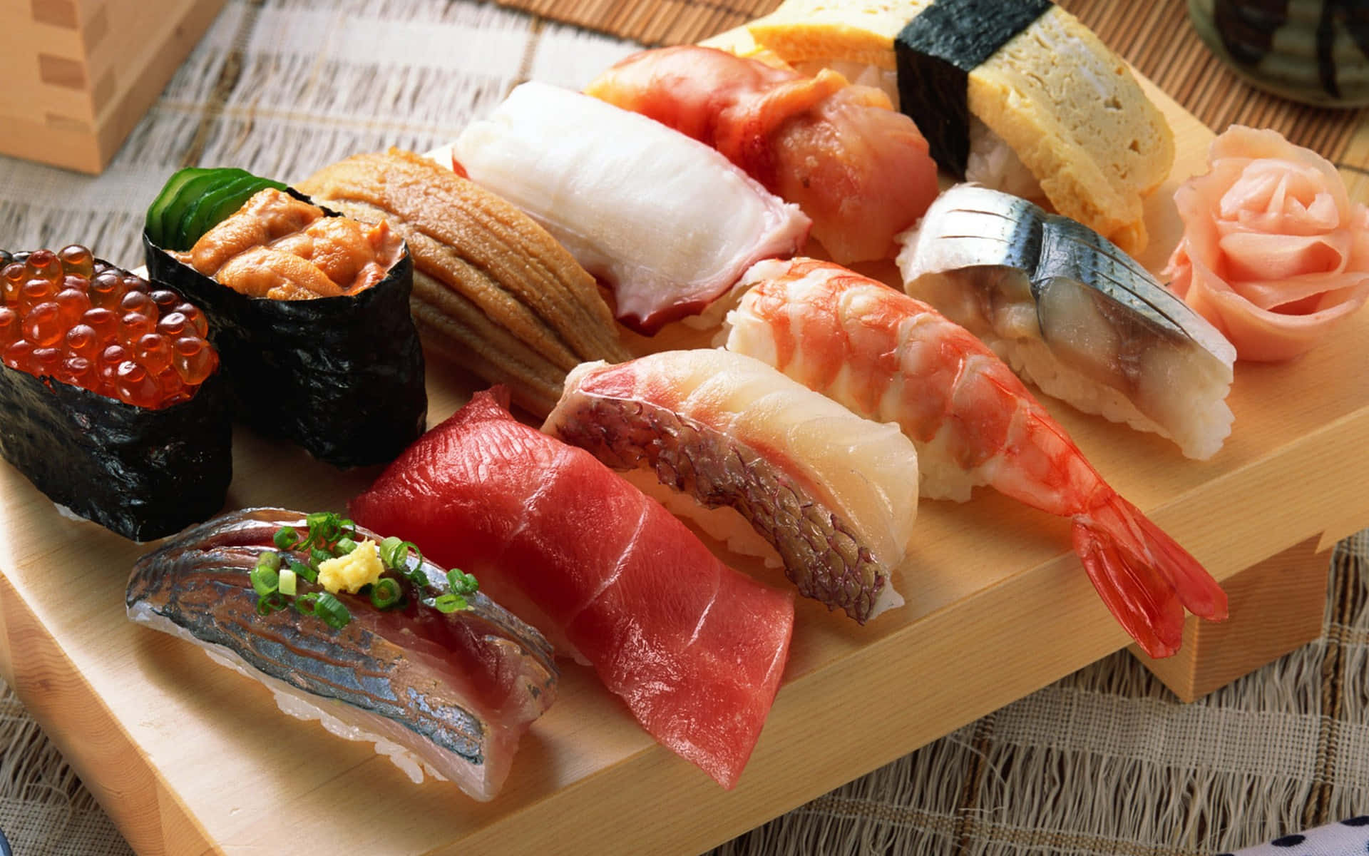 Delicious Sushi Platter on a Wooden Table