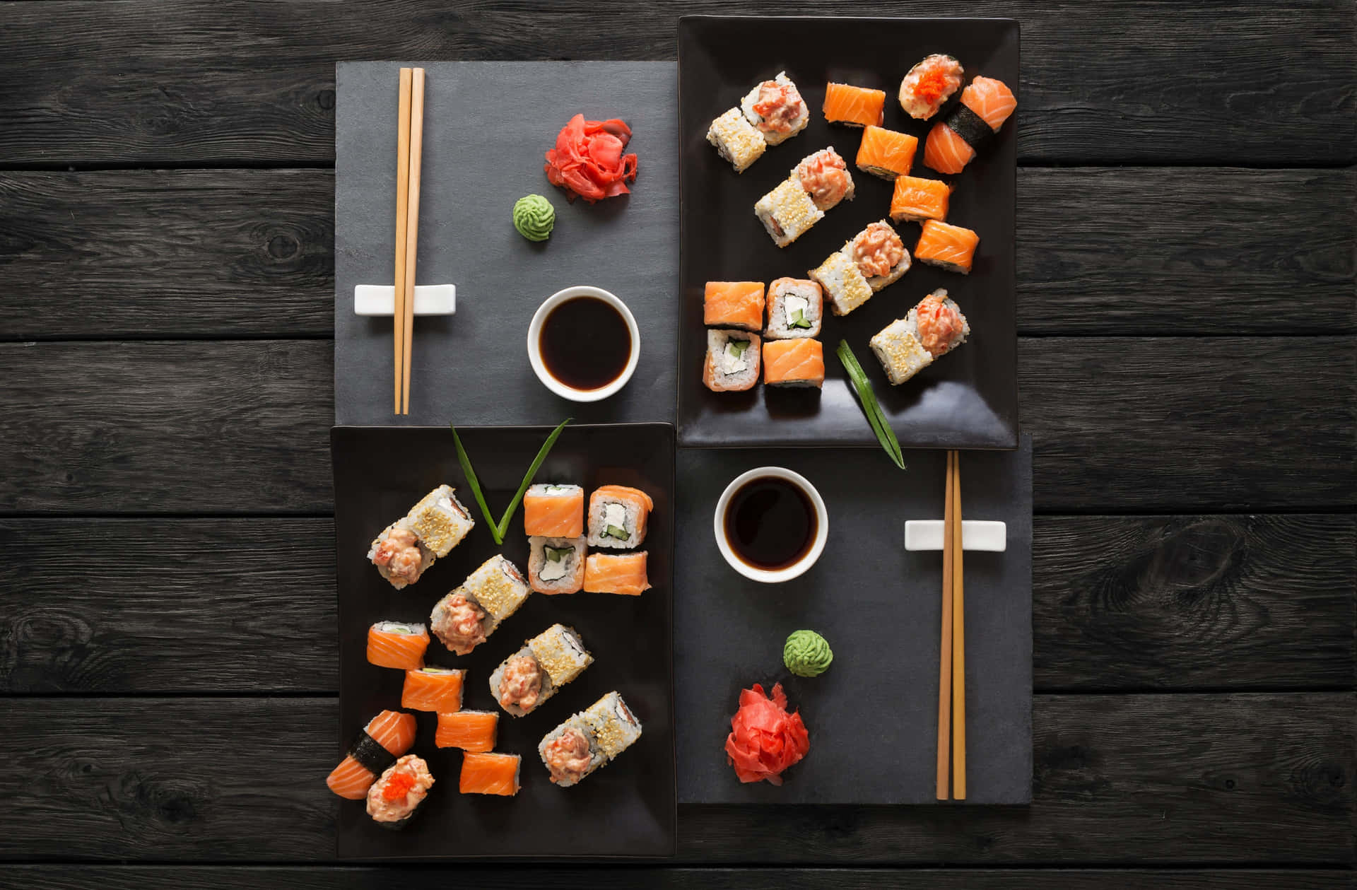 A mouthwatering platter of assorted sushi rolls.