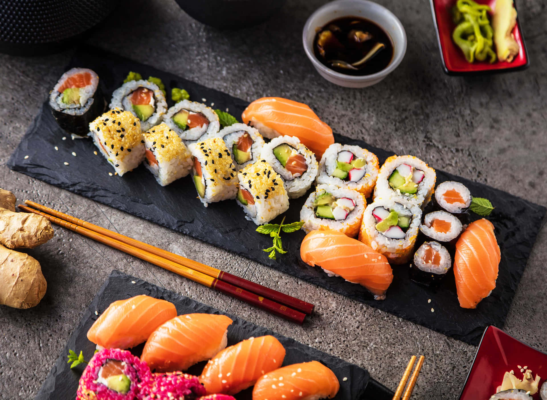 A delicious sushi platter featuring a variety of fresh and expertly crafted sushi rolls