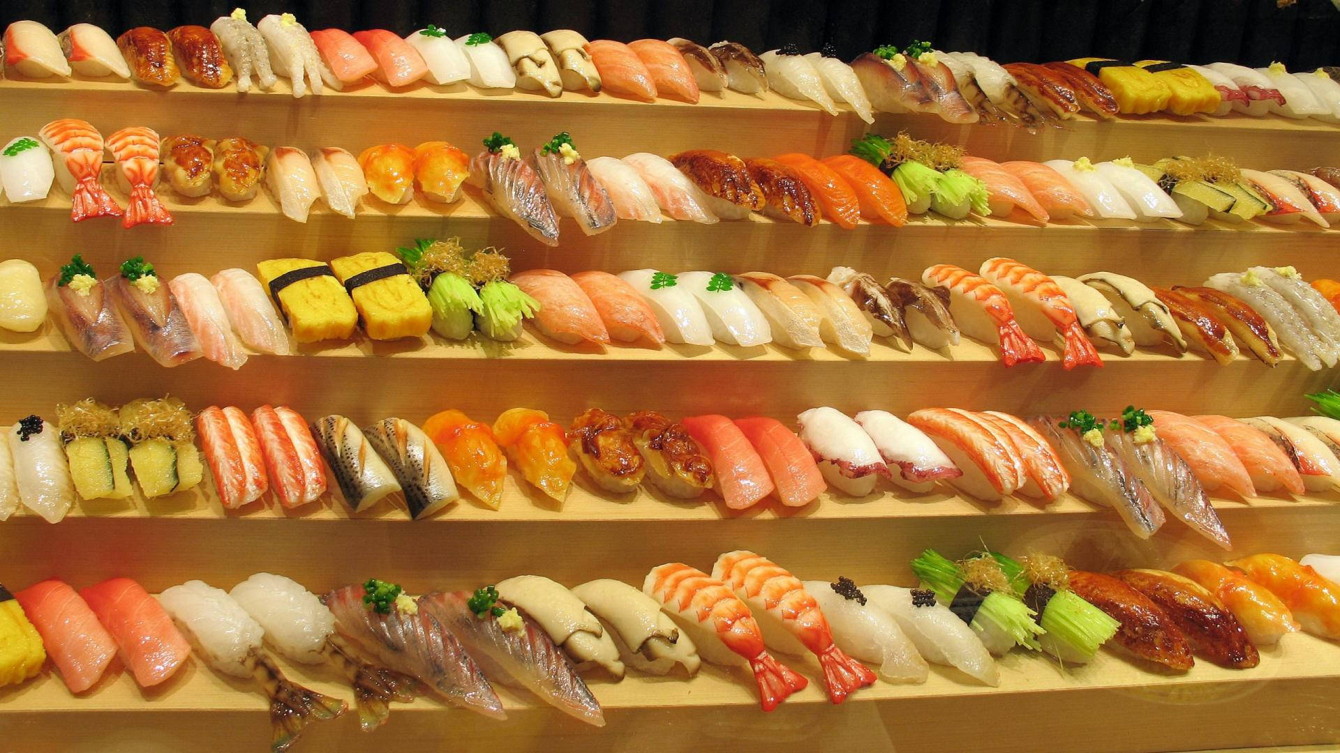 Sushi Food Bar Display Wallpaper