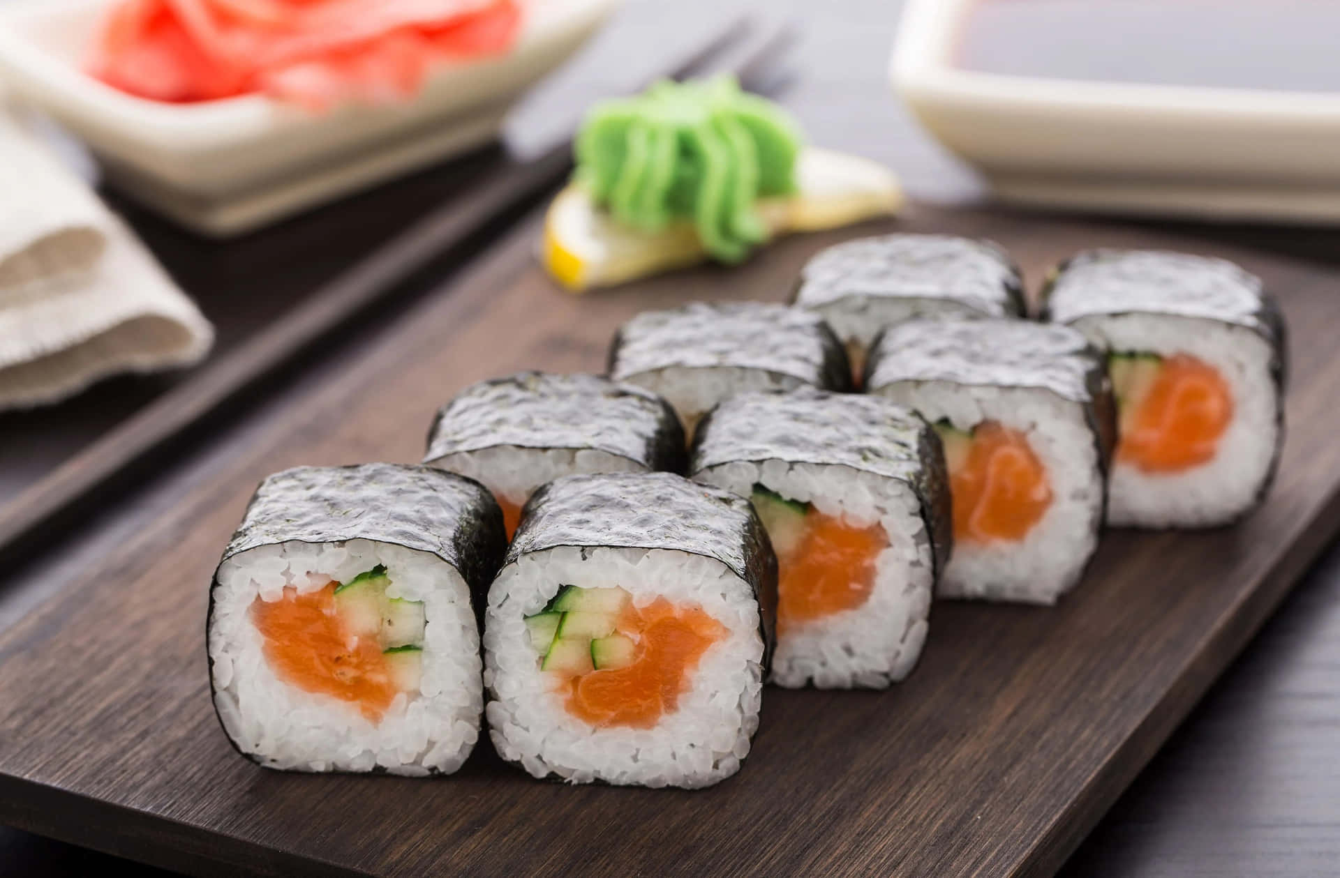 Enjoying delicious sushi today!