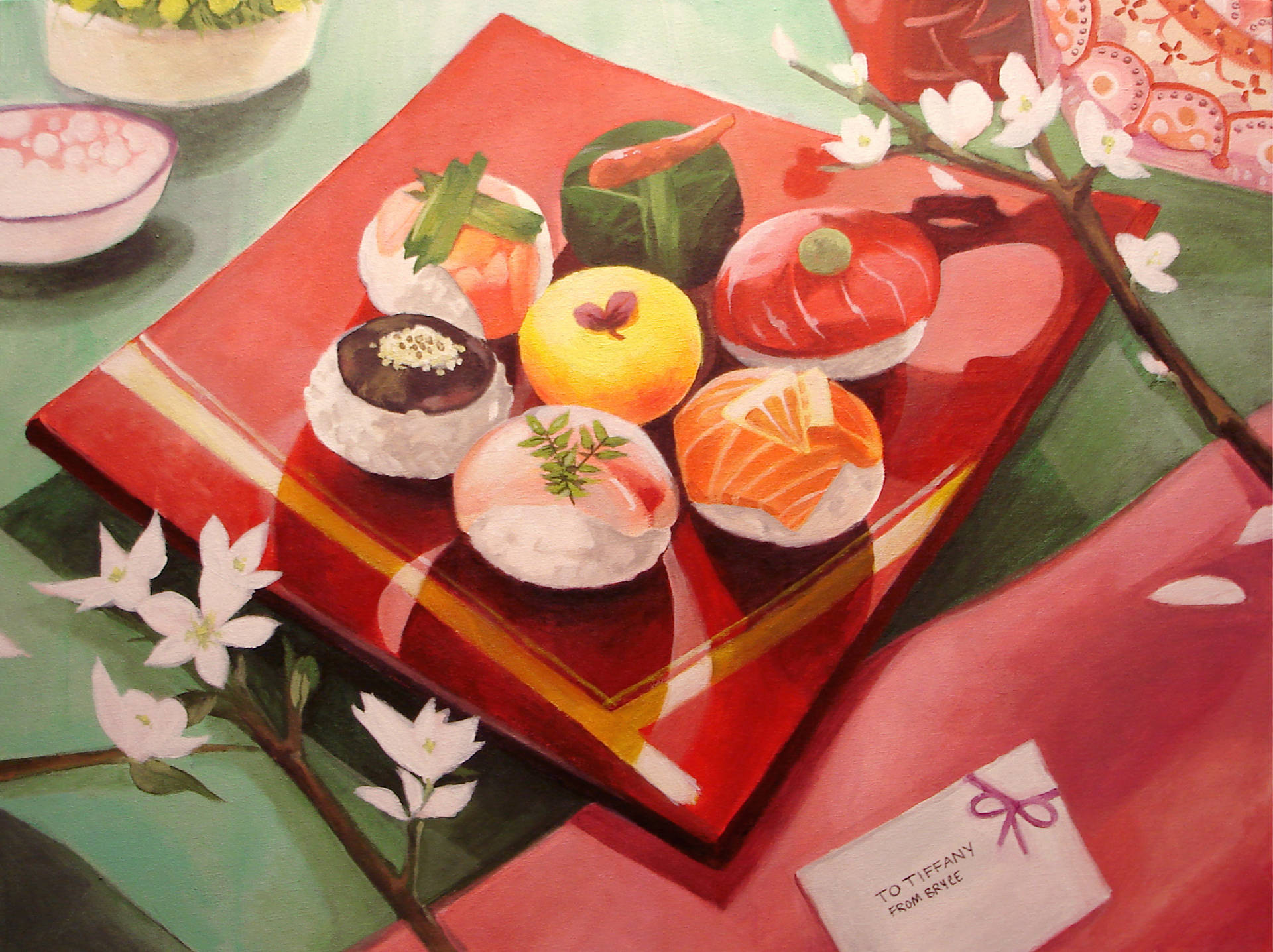 Sushi Platter Painting Wallpaper