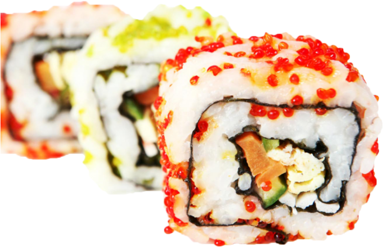 Sushi Rolls With Roe Top View PNG