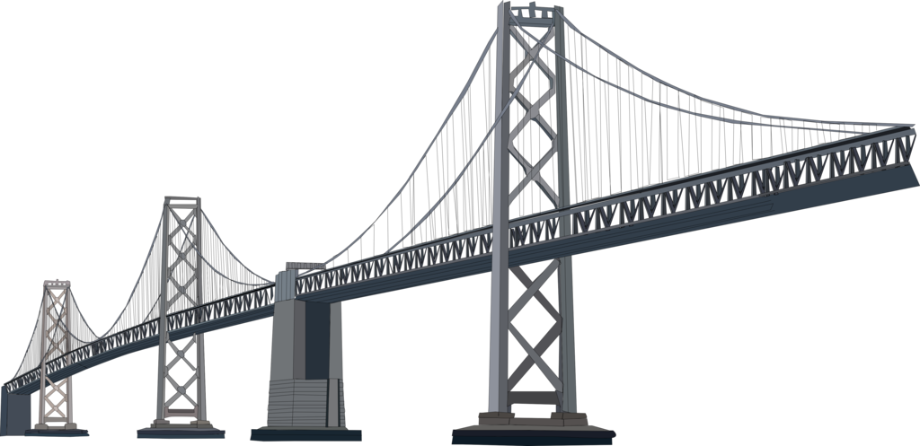 Suspension Bridge Vector Illustration PNG