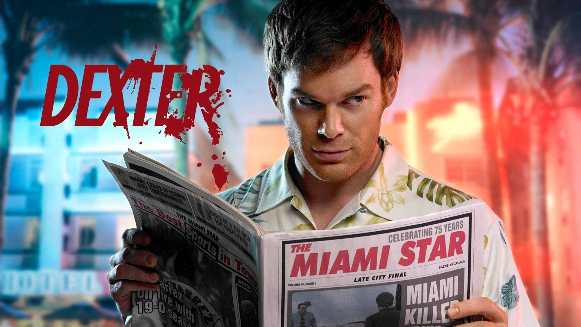 Suspicious Dexter Miami Star Newspaper Background