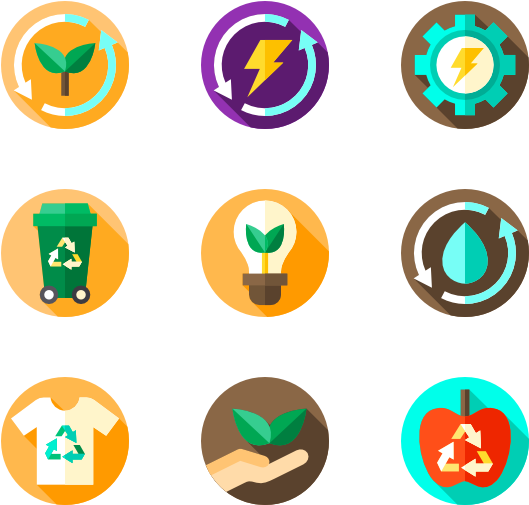 Sustainable Recycling Icons Set PNG