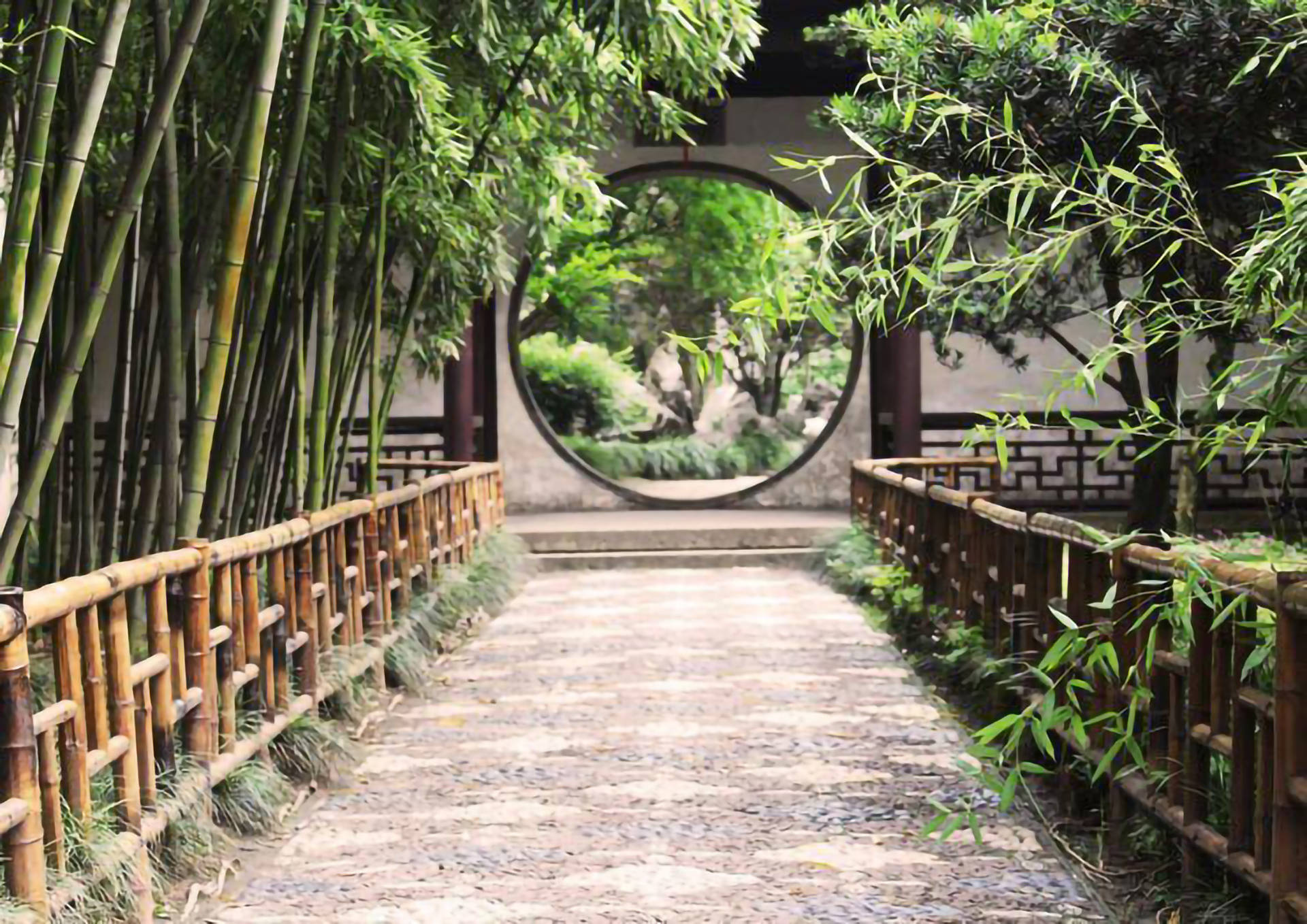 Puertaredonda De Bambú De Suzhou Fondo de pantalla