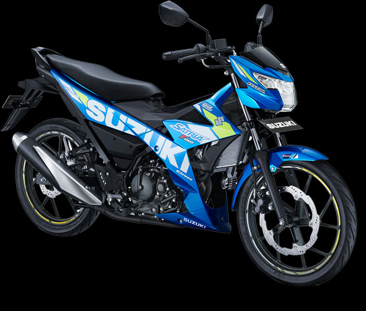 Suzuki Motorcycle Blue Black Design PNG
