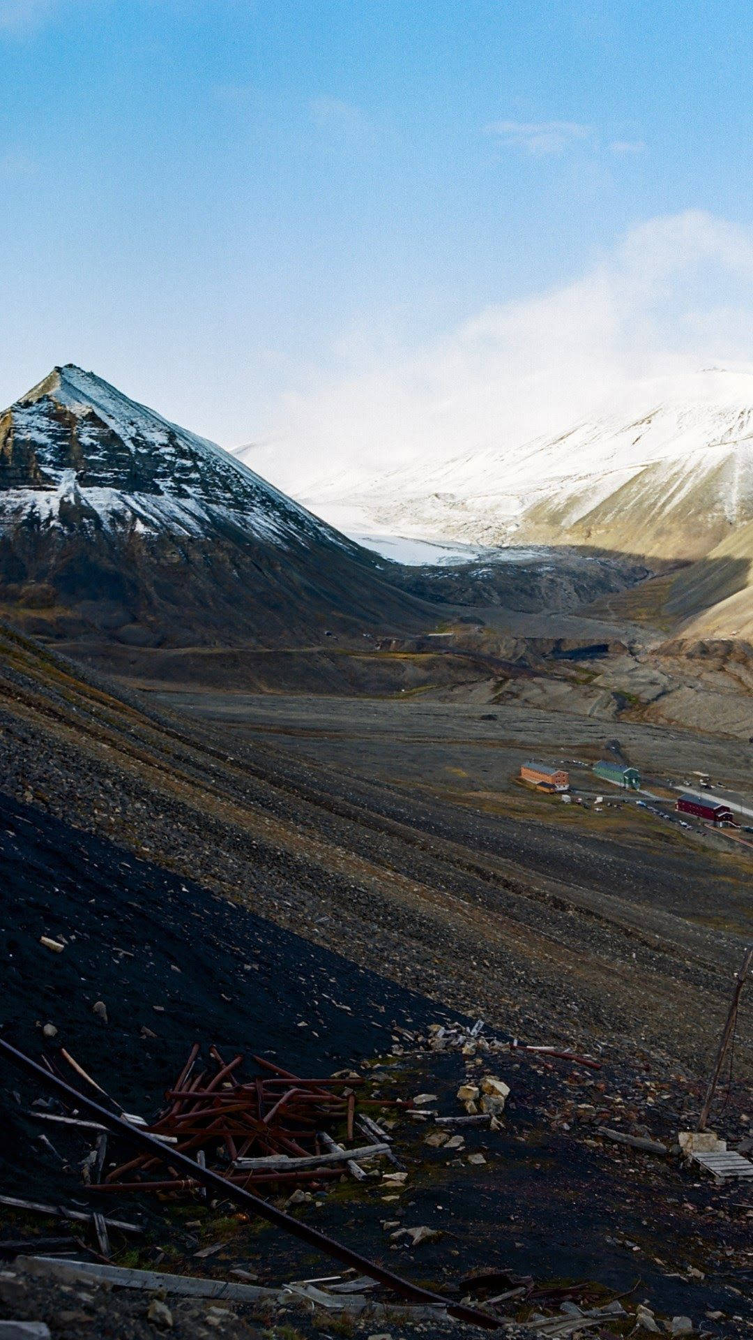 Svalbard hvid og sort bjerg tapet Wallpaper