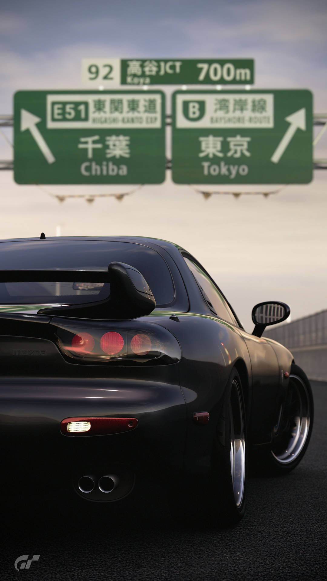 Svart Rx7 Japansk Motorväg Wallpaper