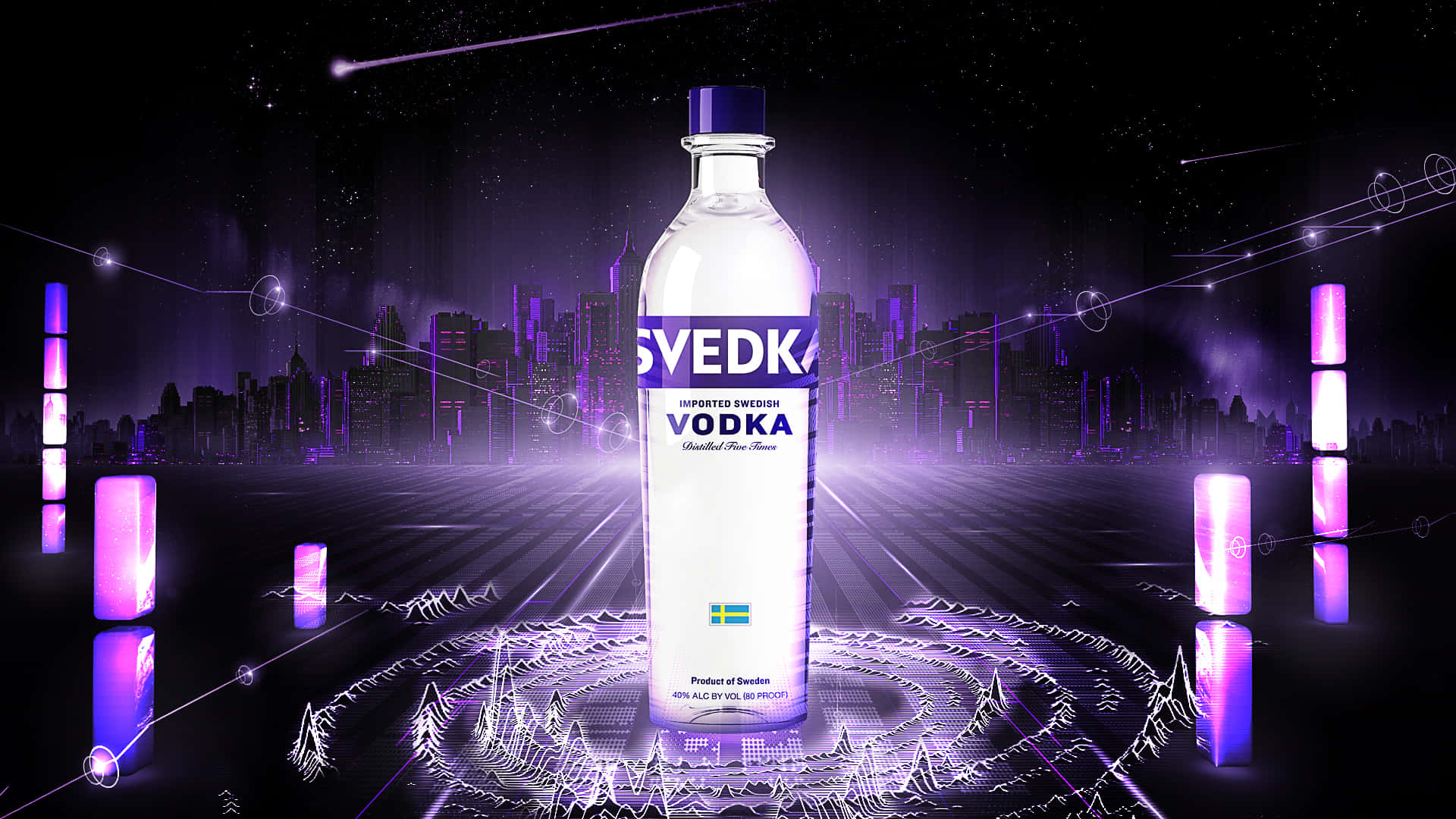 Svedka Vodka Bottle Graphic Effects In Neon Lights Wallpaper