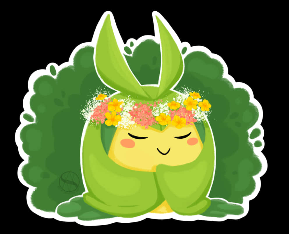 Adorable Swadloon Wearing a Flower Crown in Pokémon Wallpaper