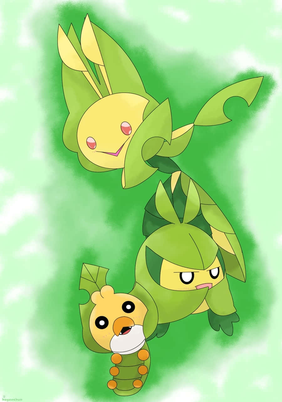 Swadloon With Sewaddle And Leavanny Wallpaper