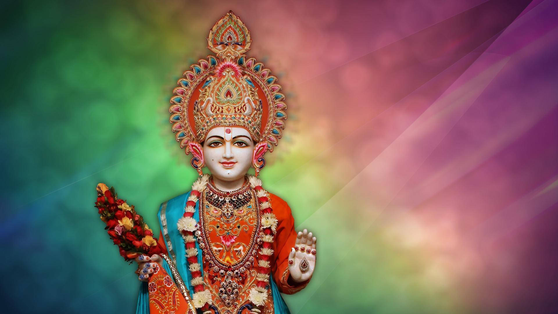 Swaminarayan With Bokeh Rainbow Wallpaper