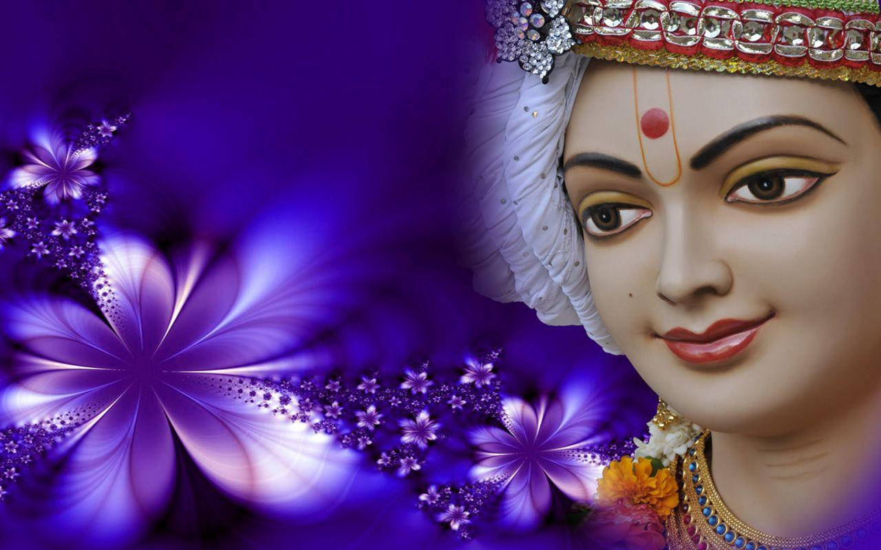 Download Swaminarayan With Purple Flower Wallpaper 