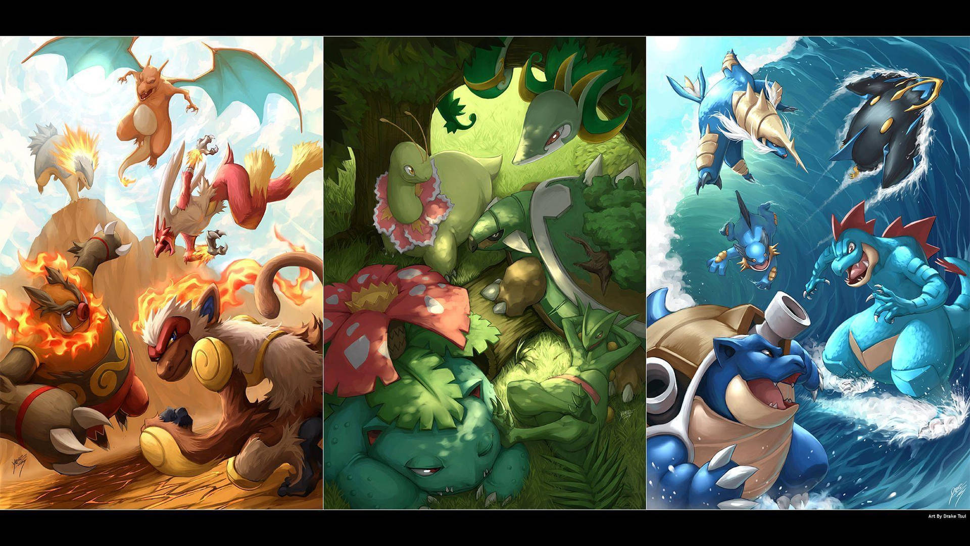 Swampert And Other Elemental Pokémon Wallpaper