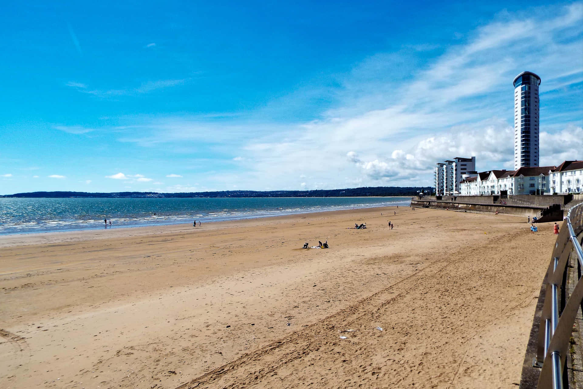 Swansea Bay Zonnige Strandfront Achtergrond